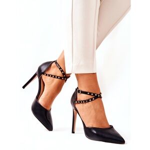 Chic Black Heels with Studded Straps